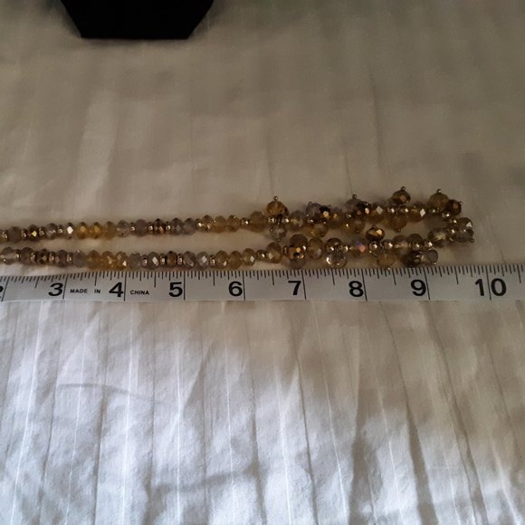 Aurora Borealis Yellow Amber Clear with Beads Cluster Necklace - Picture 8 of 8